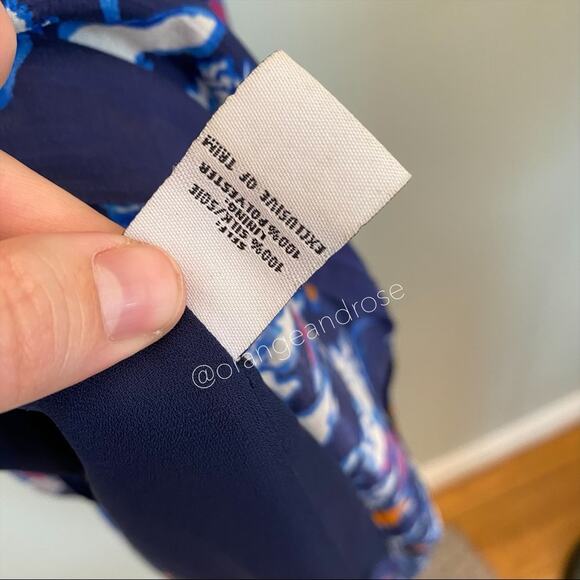 Tanya Taylor Blue Floral Tiered Tropical Silk Strappy Maxi Dress Vacation 0 XS - Picture 11 of 15